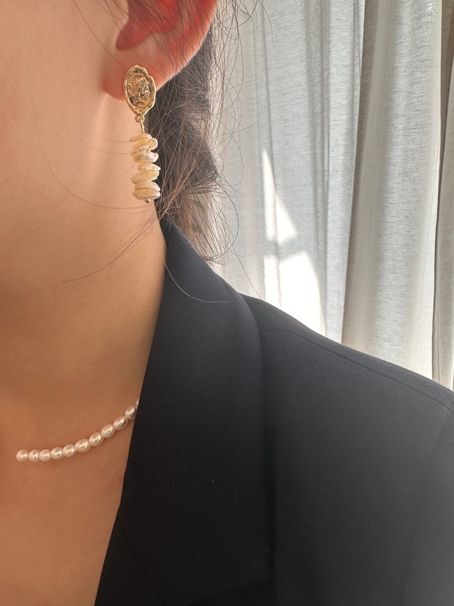 Romantic Petal Pearl Earrings|Freshwater Pearls