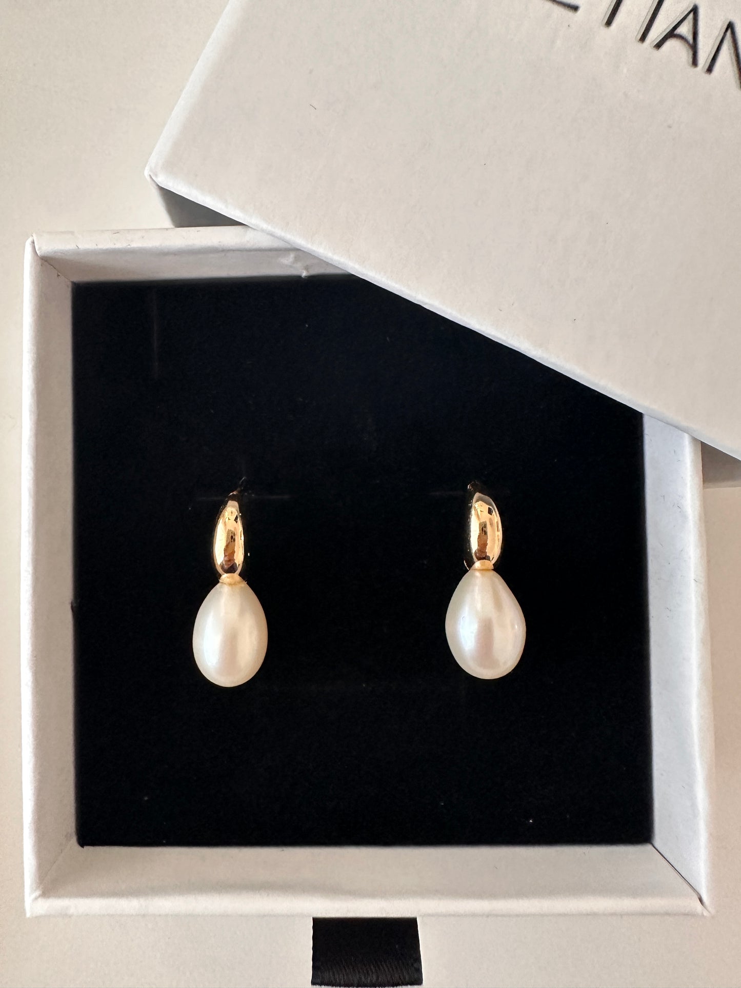 14k gold large drop freshwater pearl earrings