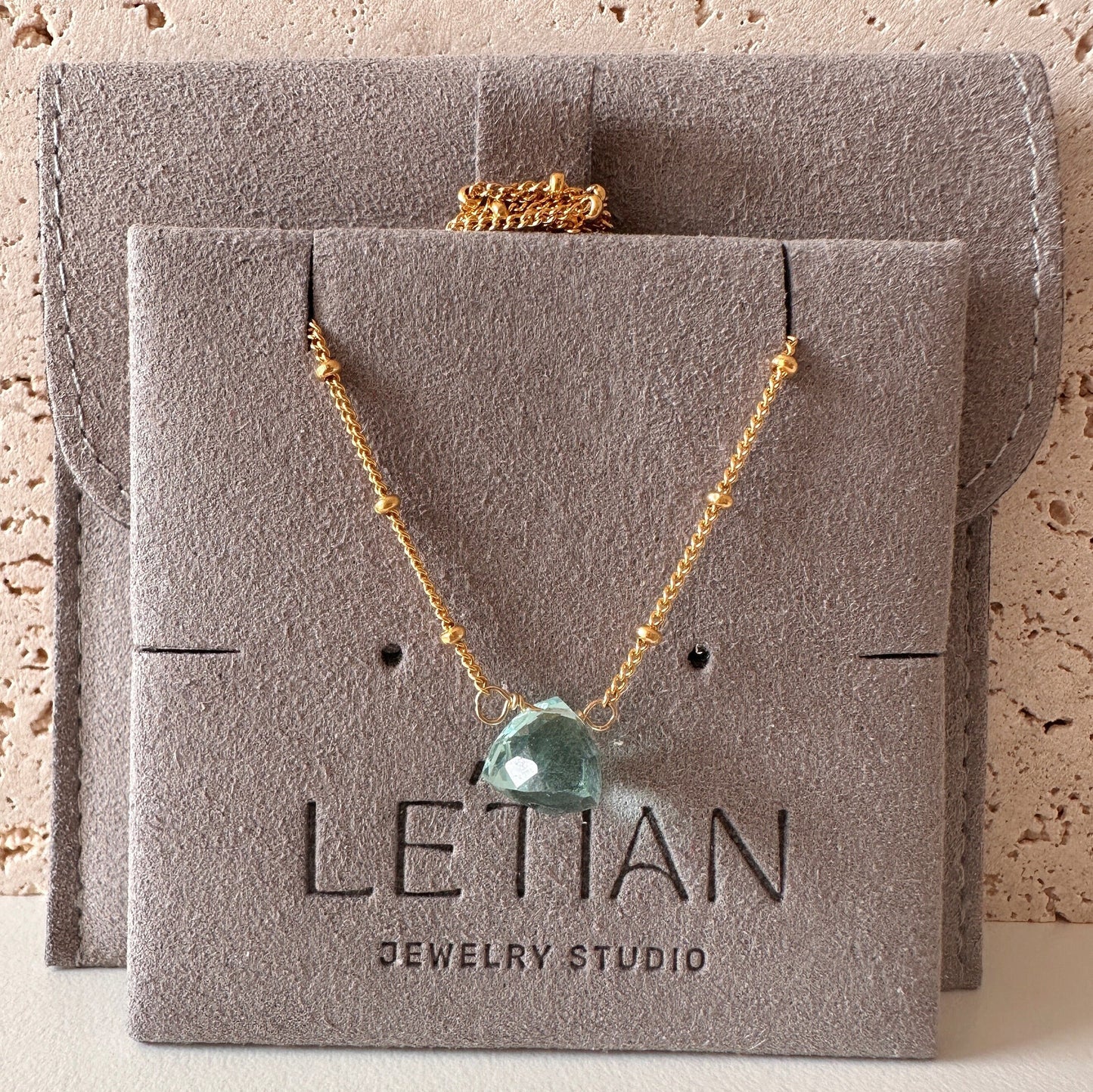 Blau Quarz Anhänger Halskette | 14K Gold Filled Satelliten Kette | Minimalist Jewelry