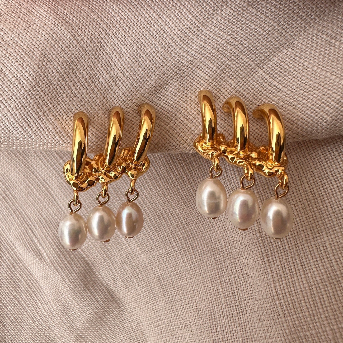 18K Vergoldete Perle Ohrringe | Sterling Silber Post | Minimalist Jewelry