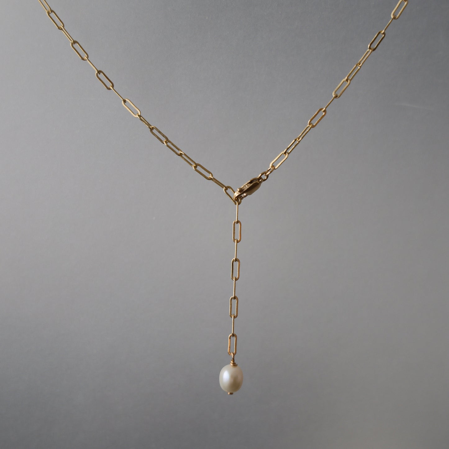 Gold Filled Y-Halskette | Süsswasserperle Tropfen, zarte Kette | Minimalist Jewelry