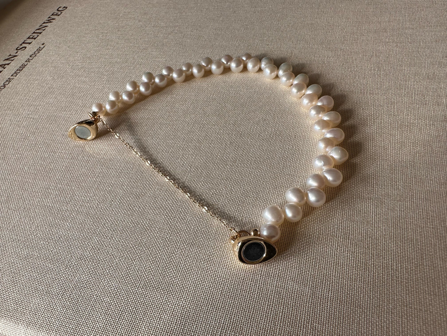 Delicate Double Sided Freshwater Pearl Bracelet With Heart Magnetic Clasp