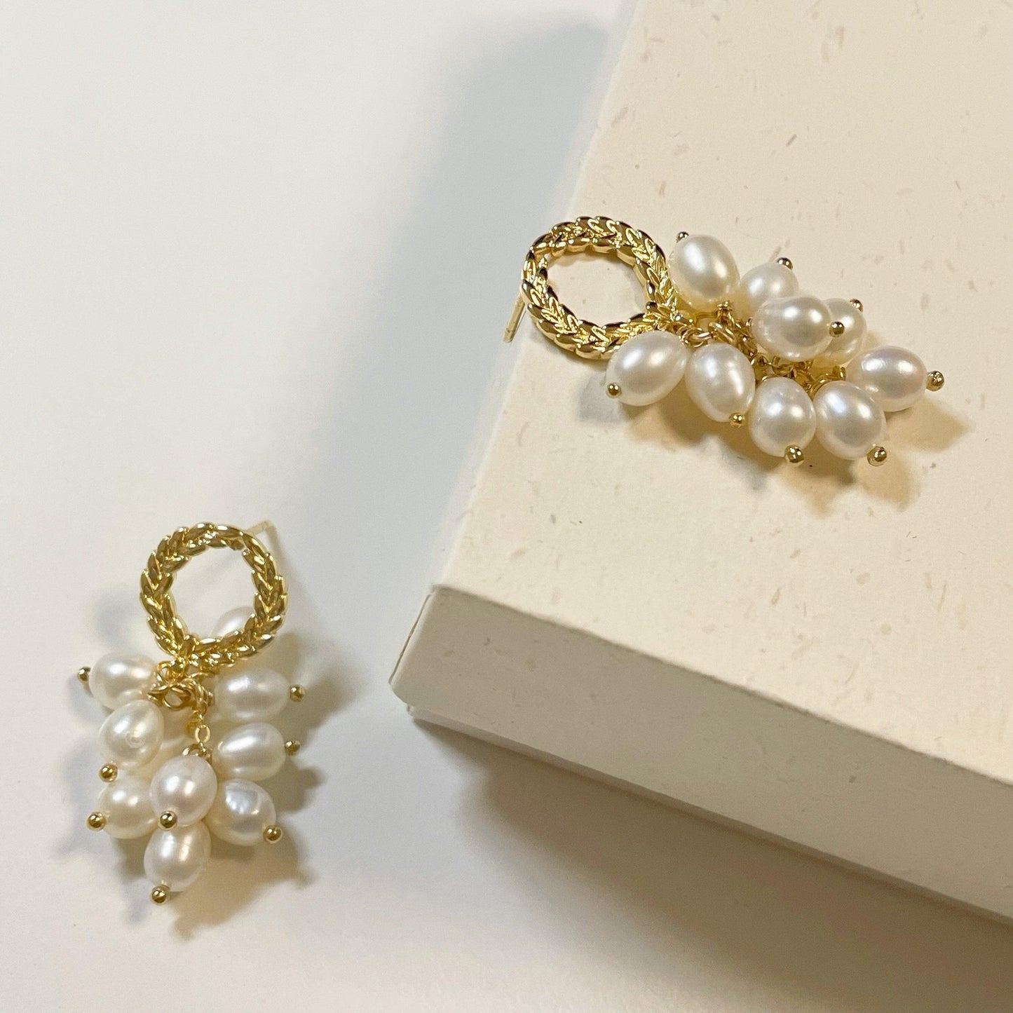 Wheat Ear Pearl Tassel Earrings 925 Silver Pin 14K Gold - LE´TIAN