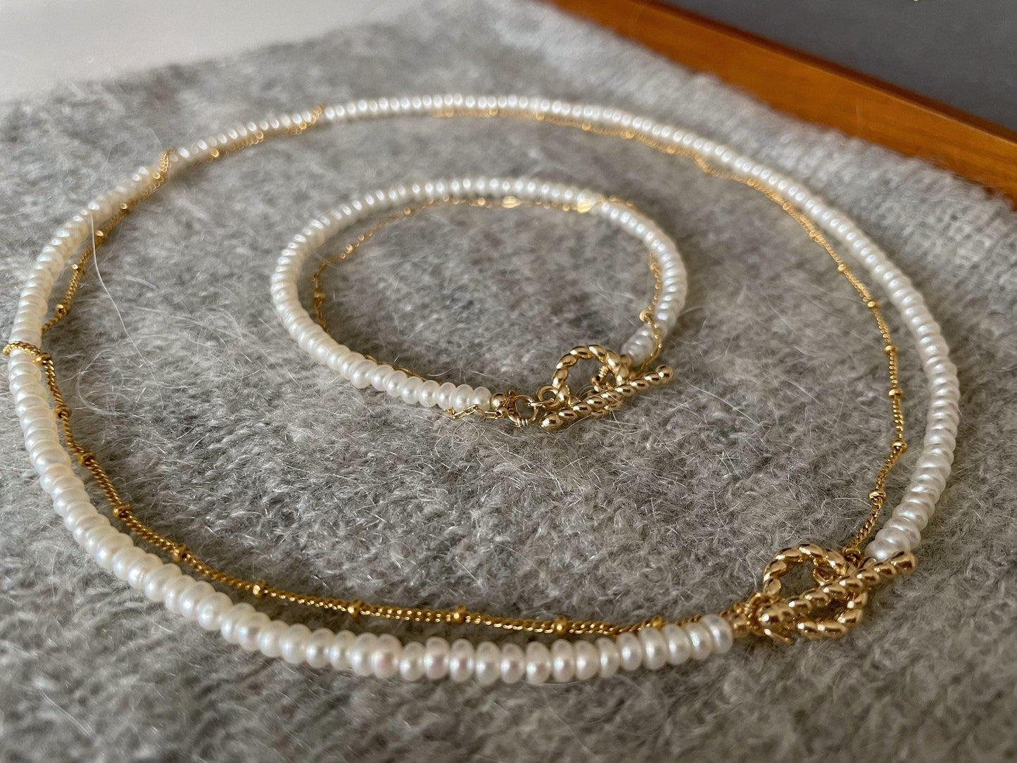 Flat Freshwater Pearl With 14k Gold Filled Chain Bracelet - LE´TIAN