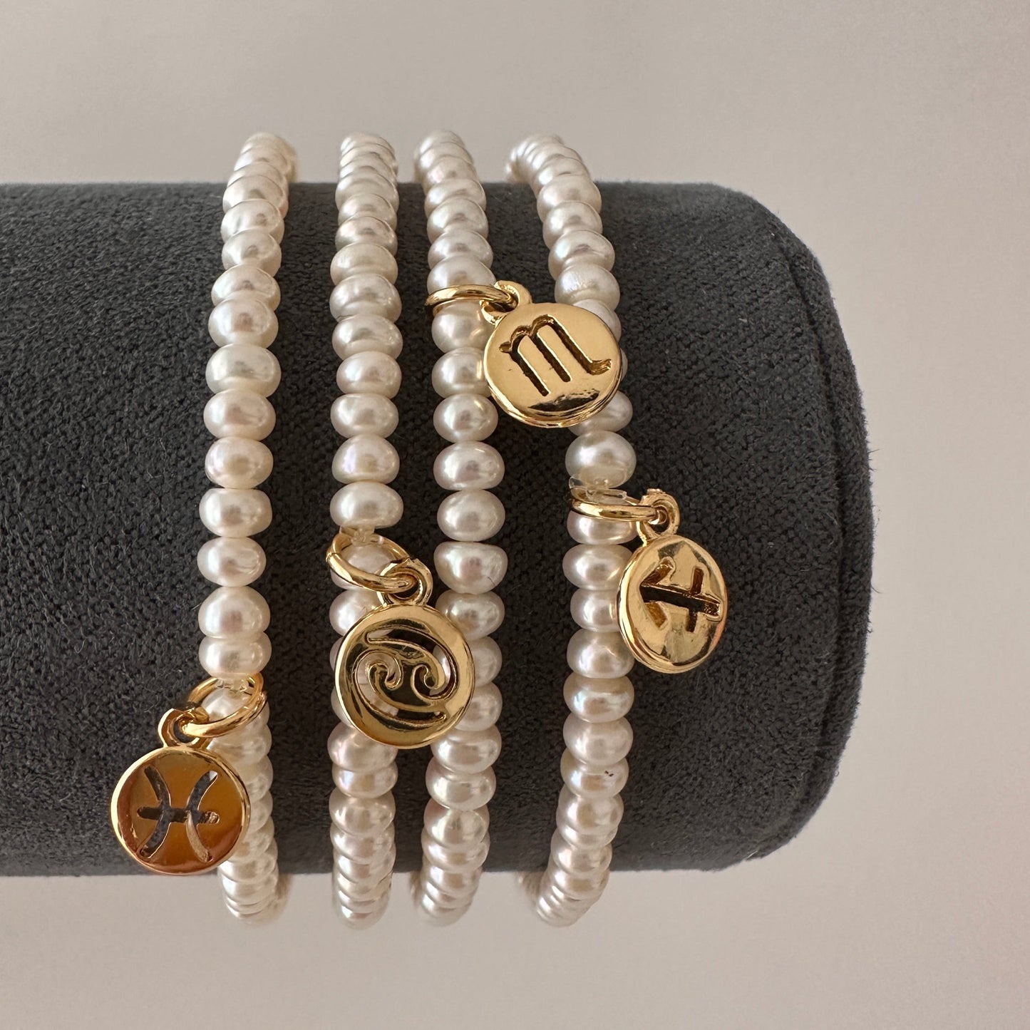 Natural Pearl Bracelet With 14K Gold Filled Zodiac Pendant