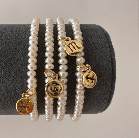 Süßwasser Perlen Armband: 14K Gold Sternzeichen Anhänger, personalisierter Schmuck | Minimalist Jewelry