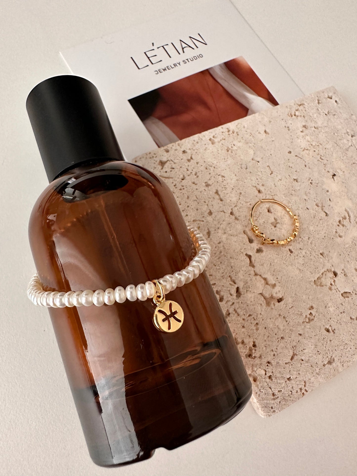 Süßwasser Perlen Armband: 14K Gold Sternzeichen Anhänger, personalisierter Schmuck | Minimalist Jewelry