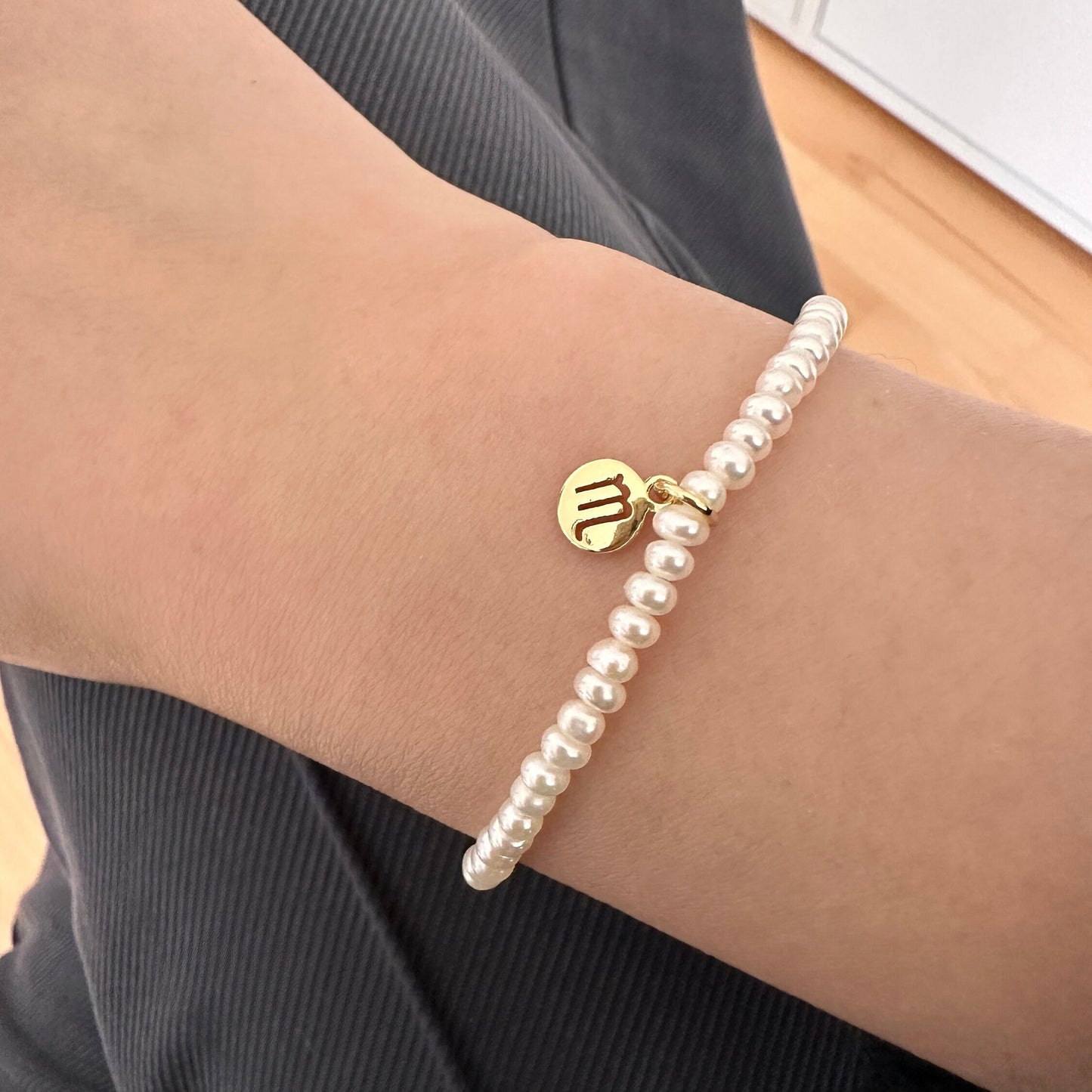 Süßwasser Perlen Armband: 14K Gold Sternzeichen Anhänger, personalisierter Schmuck | Minimalist Jewelry