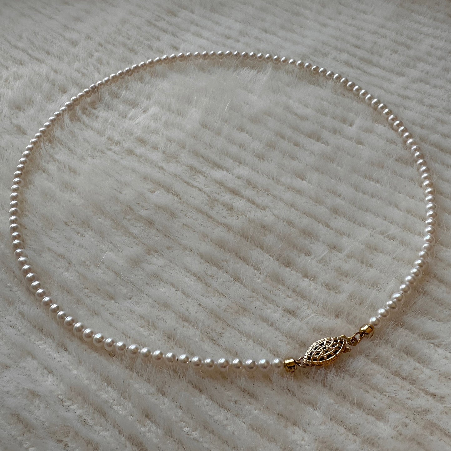 3.5 mm Süsswasser Perlenkette: 14K Gold Fill Vintage Verschluss | Minimalist Jewelry