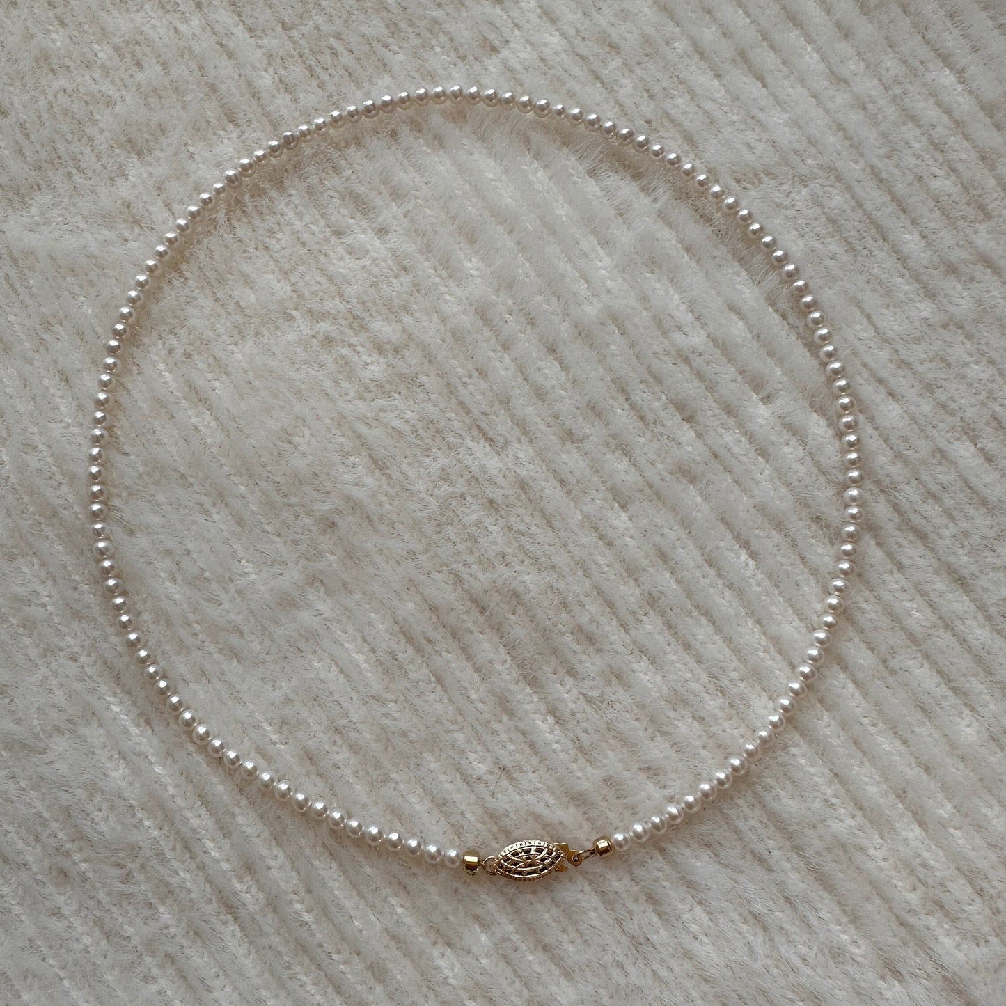 3.5 mm Süsswasser Perlenkette: 14K Gold Fill Vintage Verschluss | Minimalist Jewelry