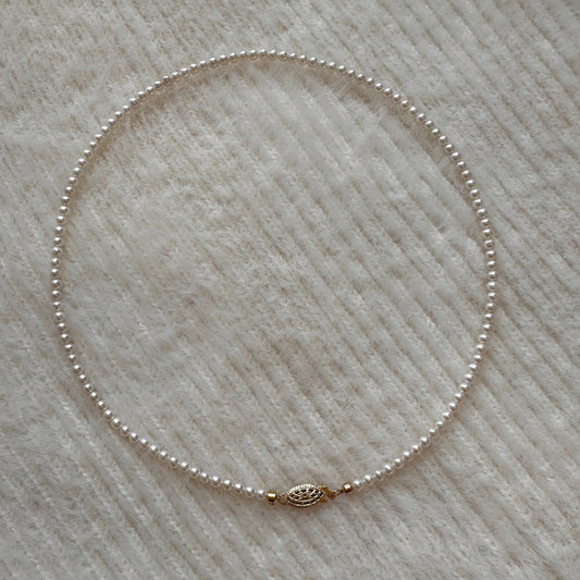 3.5 mm Süsswasser Perlenkette: 14K Gold Fill Vintage Verschluss | Minimalist Jewelry