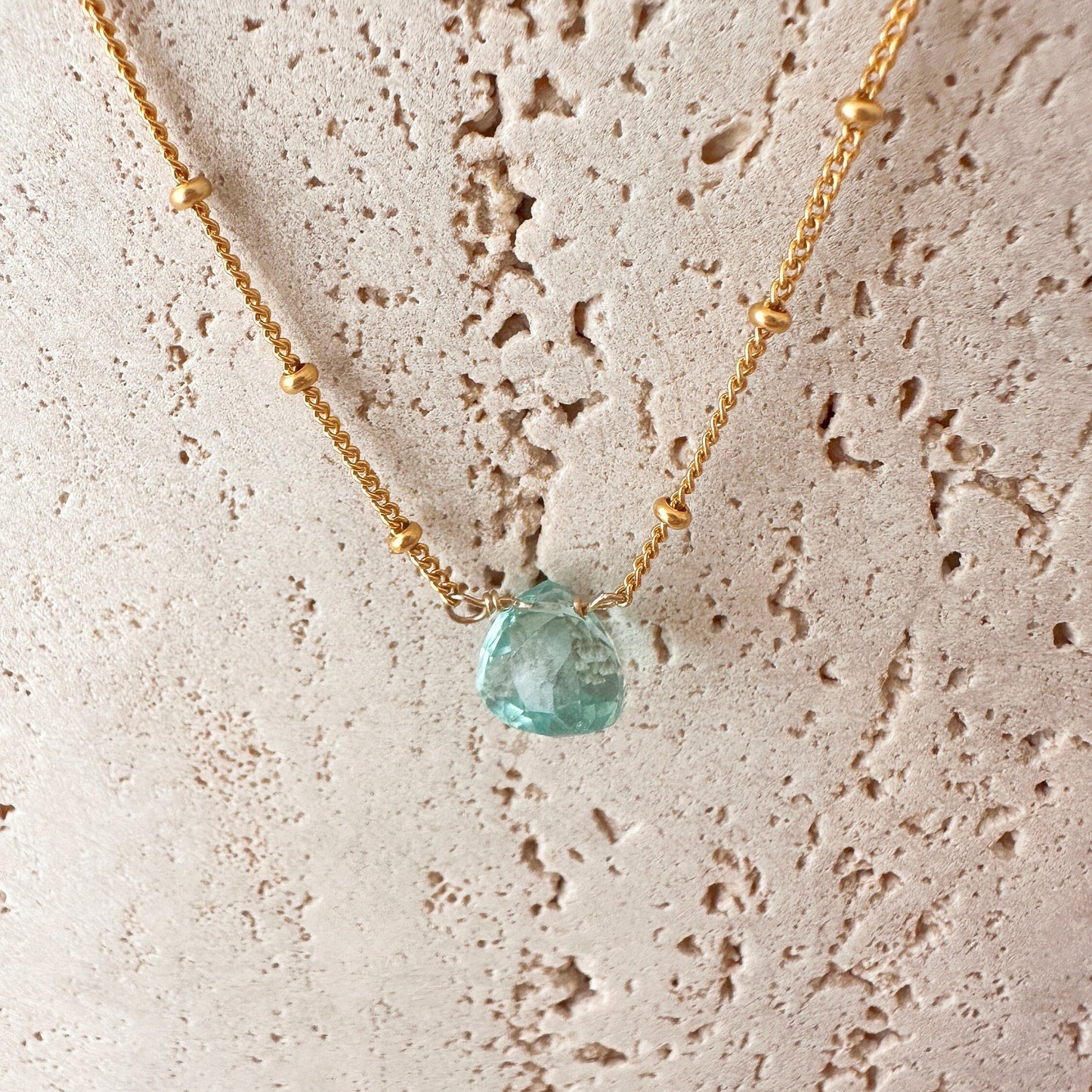 Blau Quarz Anhänger Halskette | 14K Gold Filled Satelliten Kette | Minimalist Jewelry