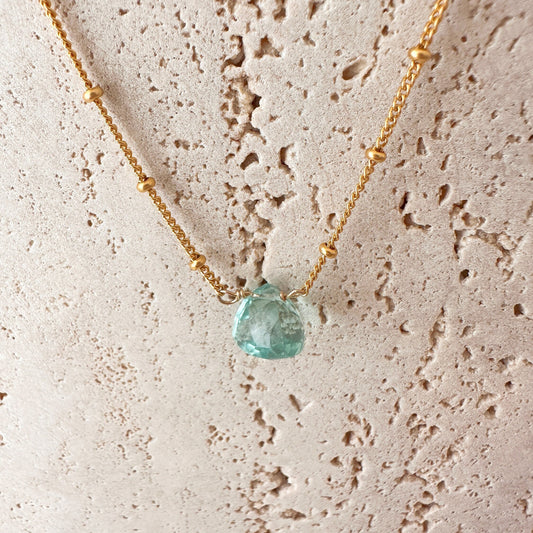 Blau Quarz Anhänger Halskette | 14K Gold Filled Satelliten Kette | Minimalist Jewelry