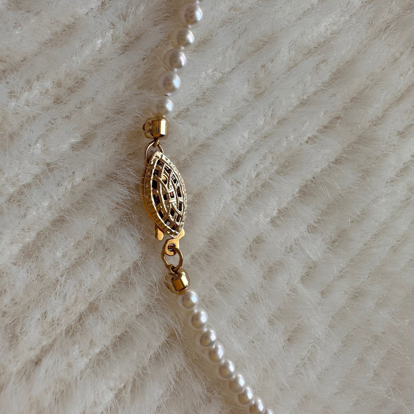 3.5 mm Süsswasser Perlenkette: 14K Gold Fill Vintage Verschluss | Minimalist Jewelry