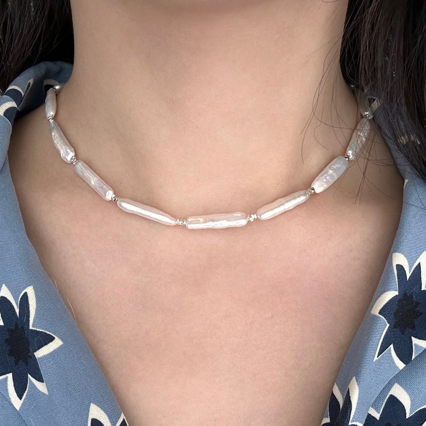 Barock Perlen Choker: 925 Sterling Silber Süßwasser Perlen Halskette | Minimalist Jewelry
