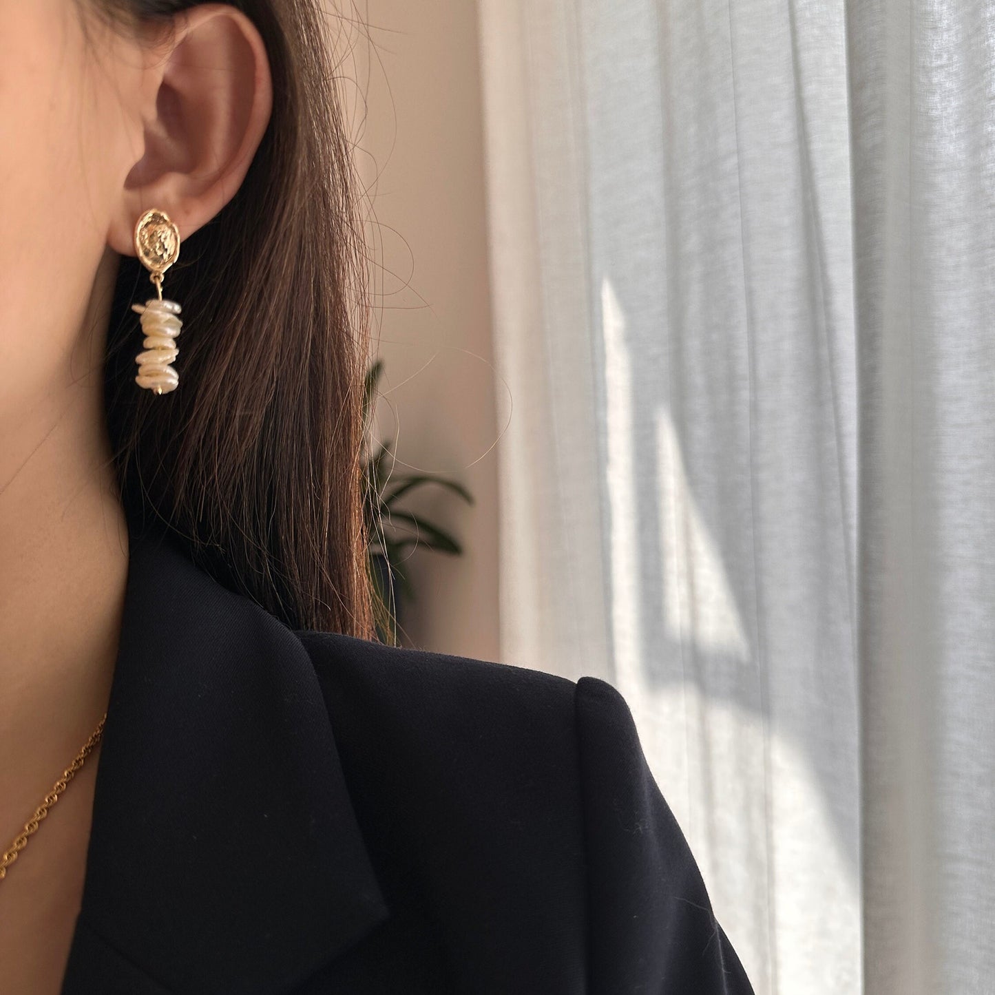 Keshi Perle Tropfen Ohrringe | 14K vergoldet, Retro Style | Minimalist Jewelry