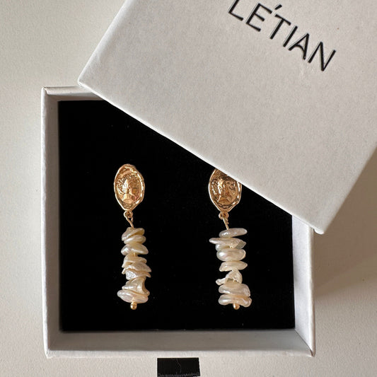 Keshi Perle Tropfen Ohrringe | 14K vergoldet, Retro Style | Minimalist Jewelry