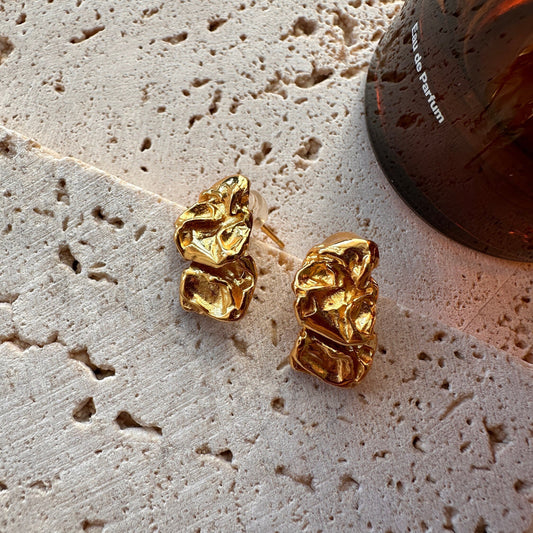 18K Vergoldete unregelmäßige Ohrstecker: 925 Sterling Silber | Minimalist Jewelry