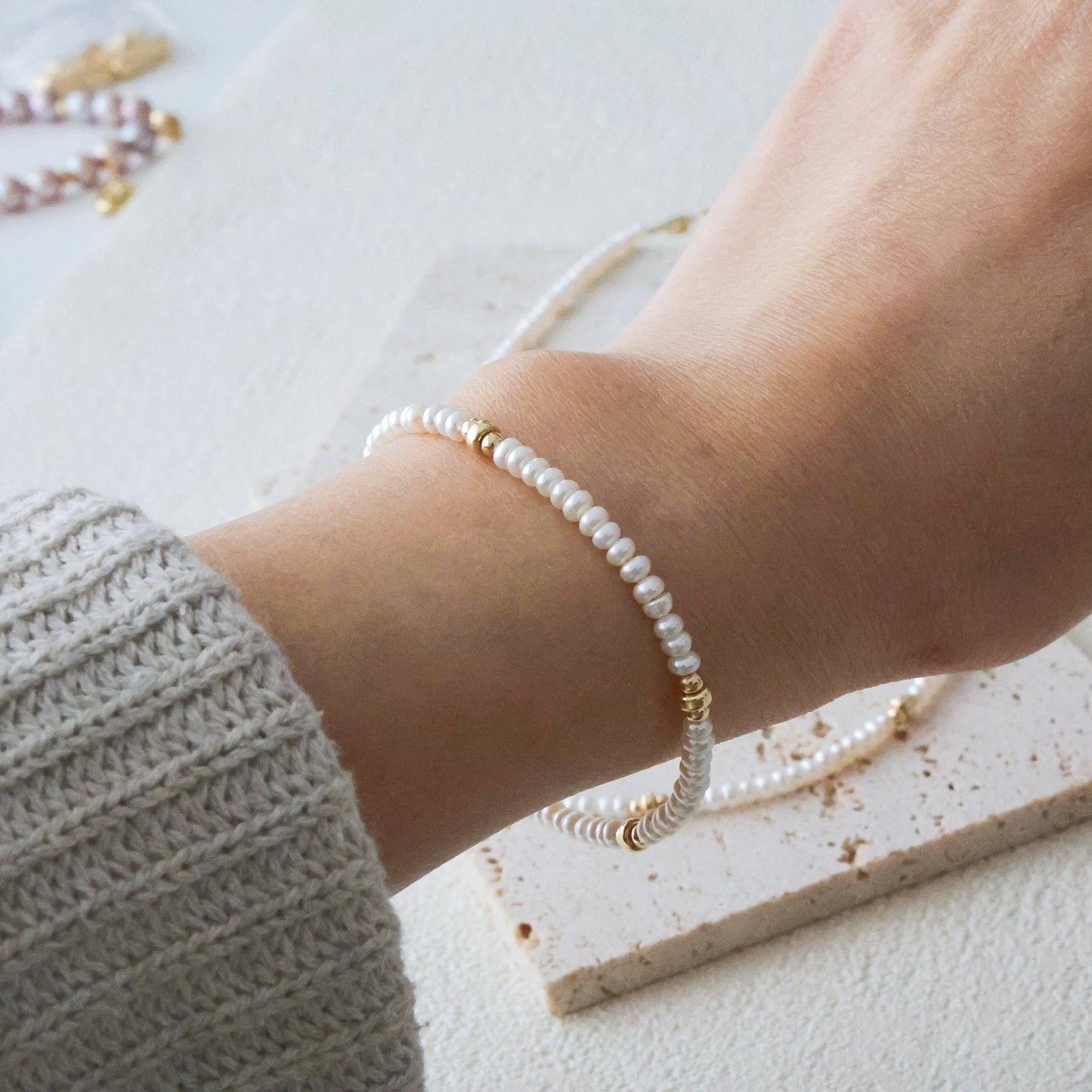 Zarte Süßwasserperlen Halskette | Vintage-Stil, Gold gefüllte Perlen | Minimalist Jewelry