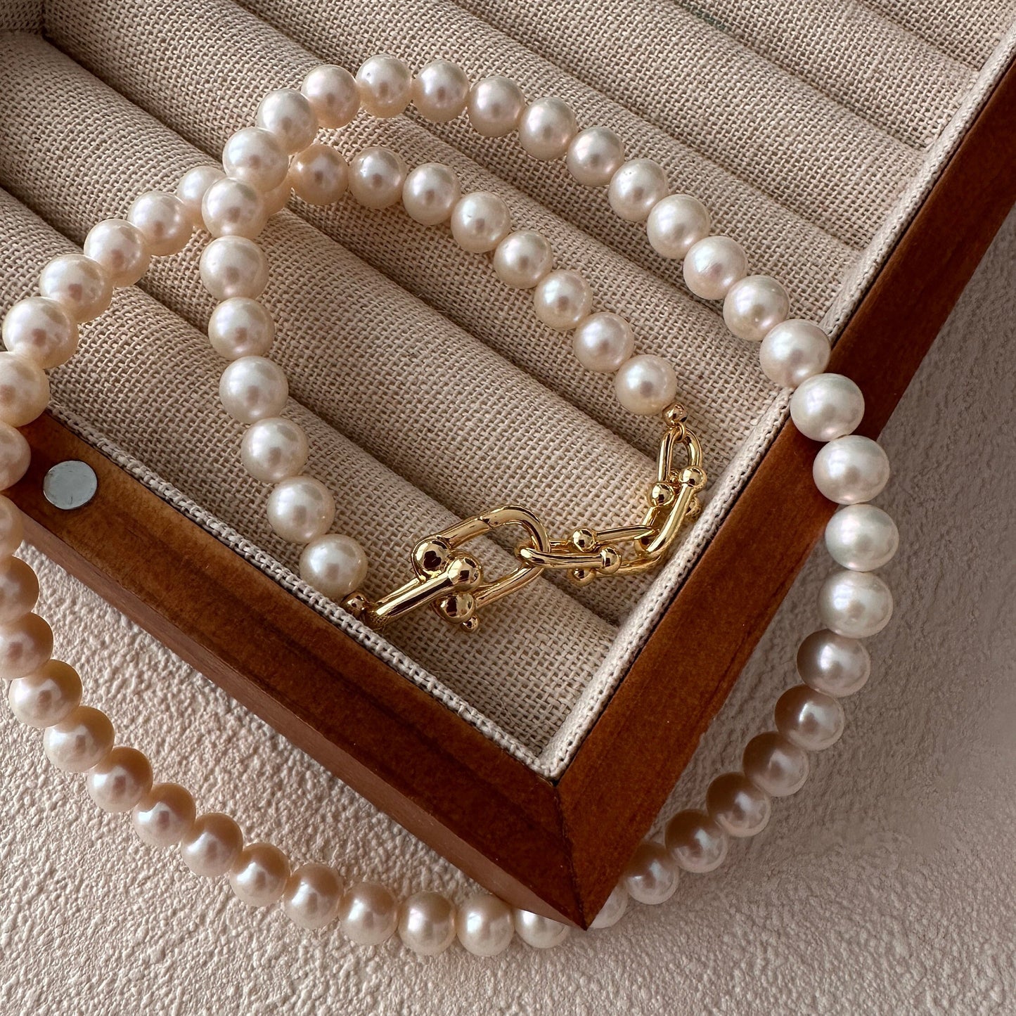 Süßwasserperlen Halskette: 14k Vergoldete Kette, Charm Kompatibel | Minimalist Jewelry