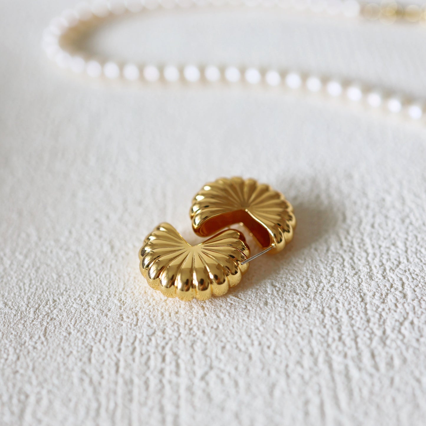 18k Gold Blumig Ohrringe|Fächerförmige Ohrringe Goldene Ohrstecker|Creolen|Chic Ohrringe|Minimalist|Geschenk