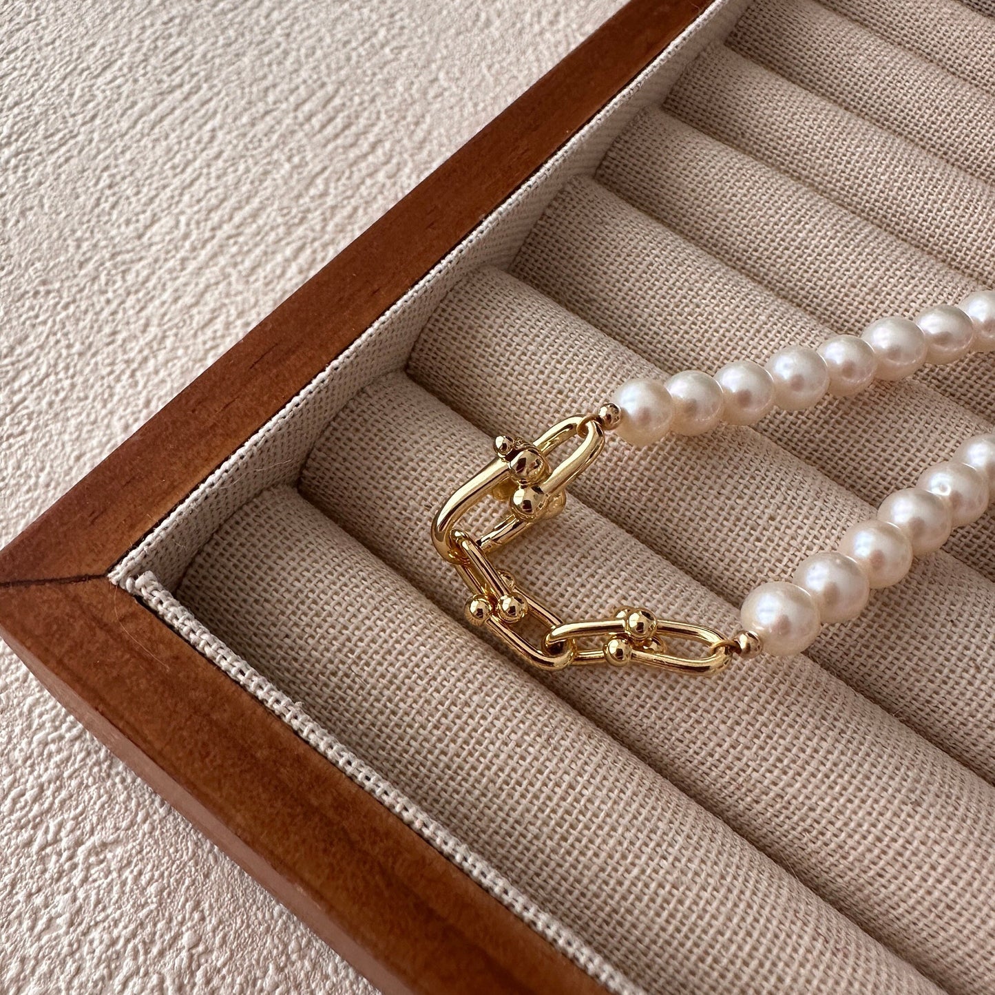 Süßwasserperlen Halskette: 14k Vergoldete Kette, Charm Kompatibel | Minimalist Jewelry