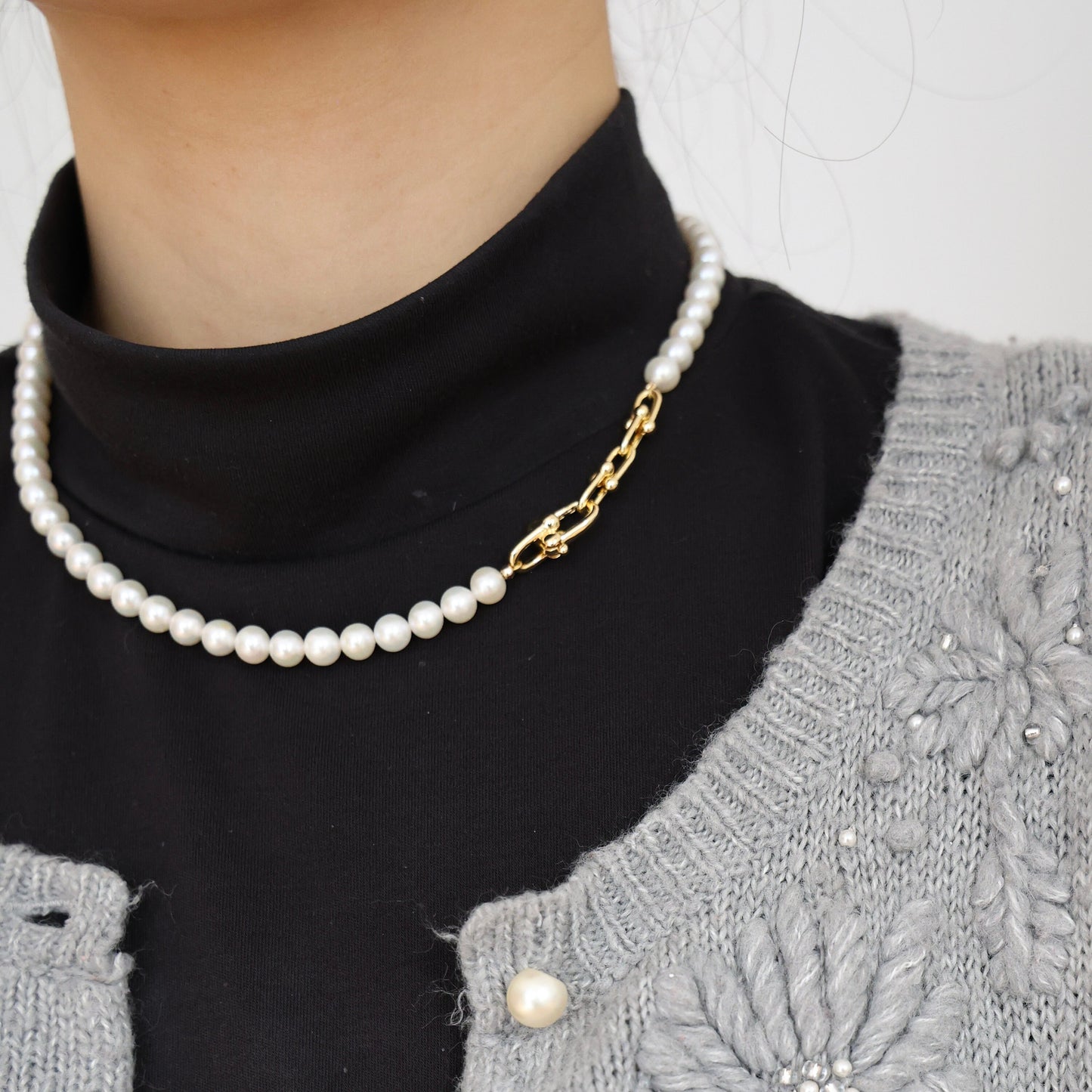 Süßwasserperlen Halskette: 14k Vergoldete Kette, Charm Kompatibel | Minimalist Jewelry
