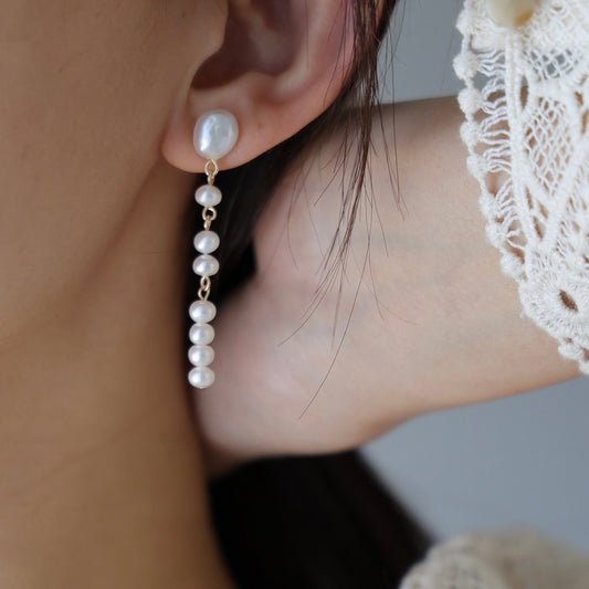 Handgemachte Perlenohrringe|Elegante Perlenohrringe|Unregelmäßige Form|Brautschmuck|Hochzeitsohrringe|Brautjungfern|Hängeohrringe|Geschenk | Minimalist Jewelry