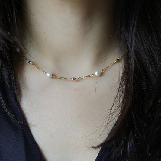 Handgemachte 14K Gold Filled Perlenkette | Filigrane Kette | Minimalist Jewelry