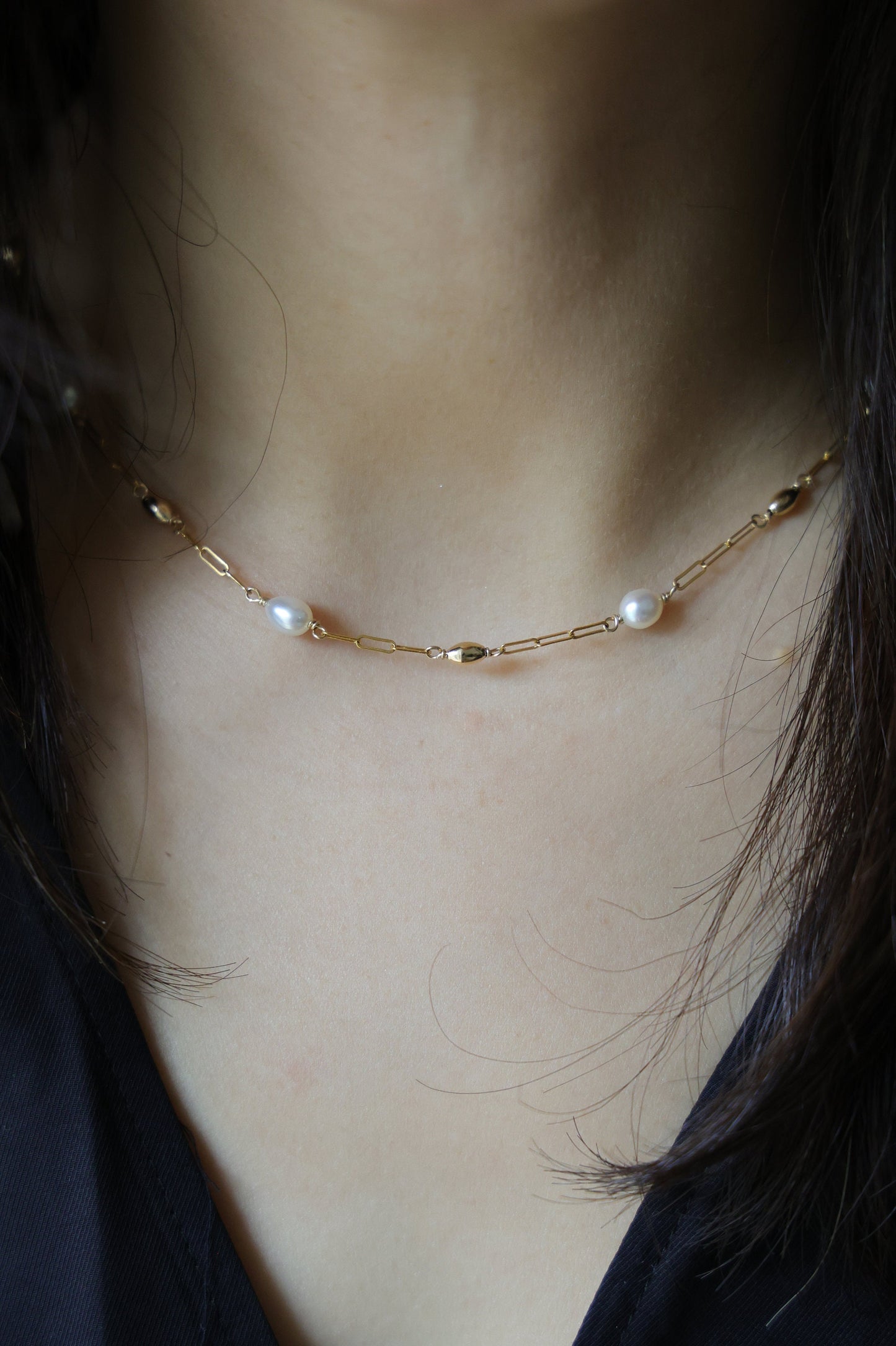 Handgemachte 14K Gold Filled Perlenkette | Filigrane Kette | Minimalist Jewelry