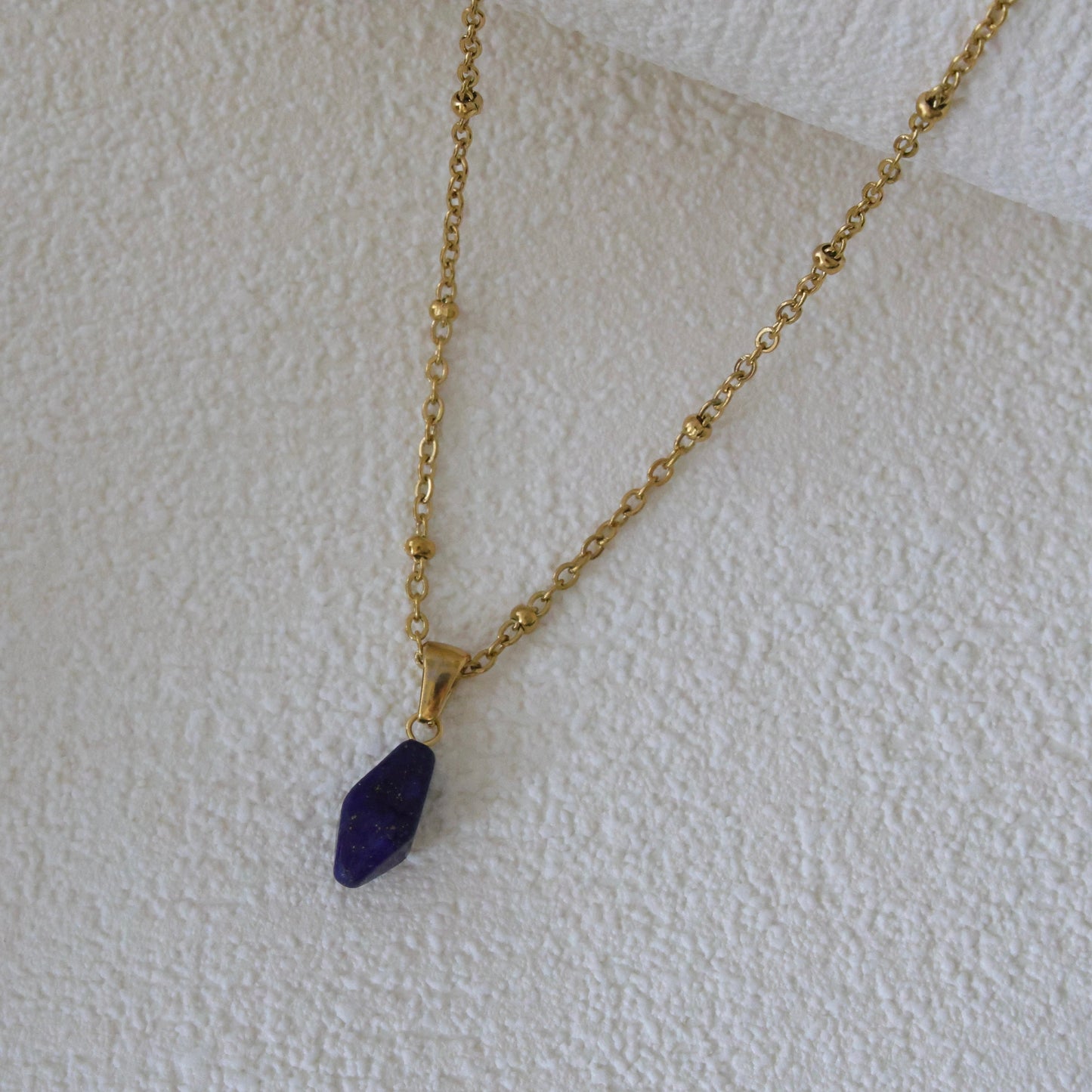 Vergoldete Lapislazuli Halskette | Silber Tropfen Edelstein Anhänger | Minimalist Jewelry