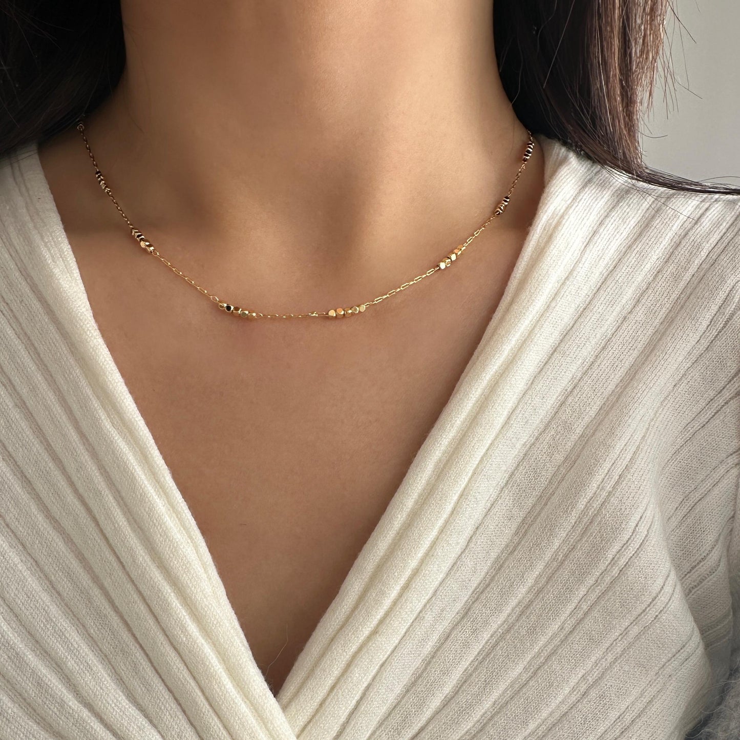 18K Vergoldete Würfel Anhänger Halskette: Minimalistischer zierlicher Schmuck