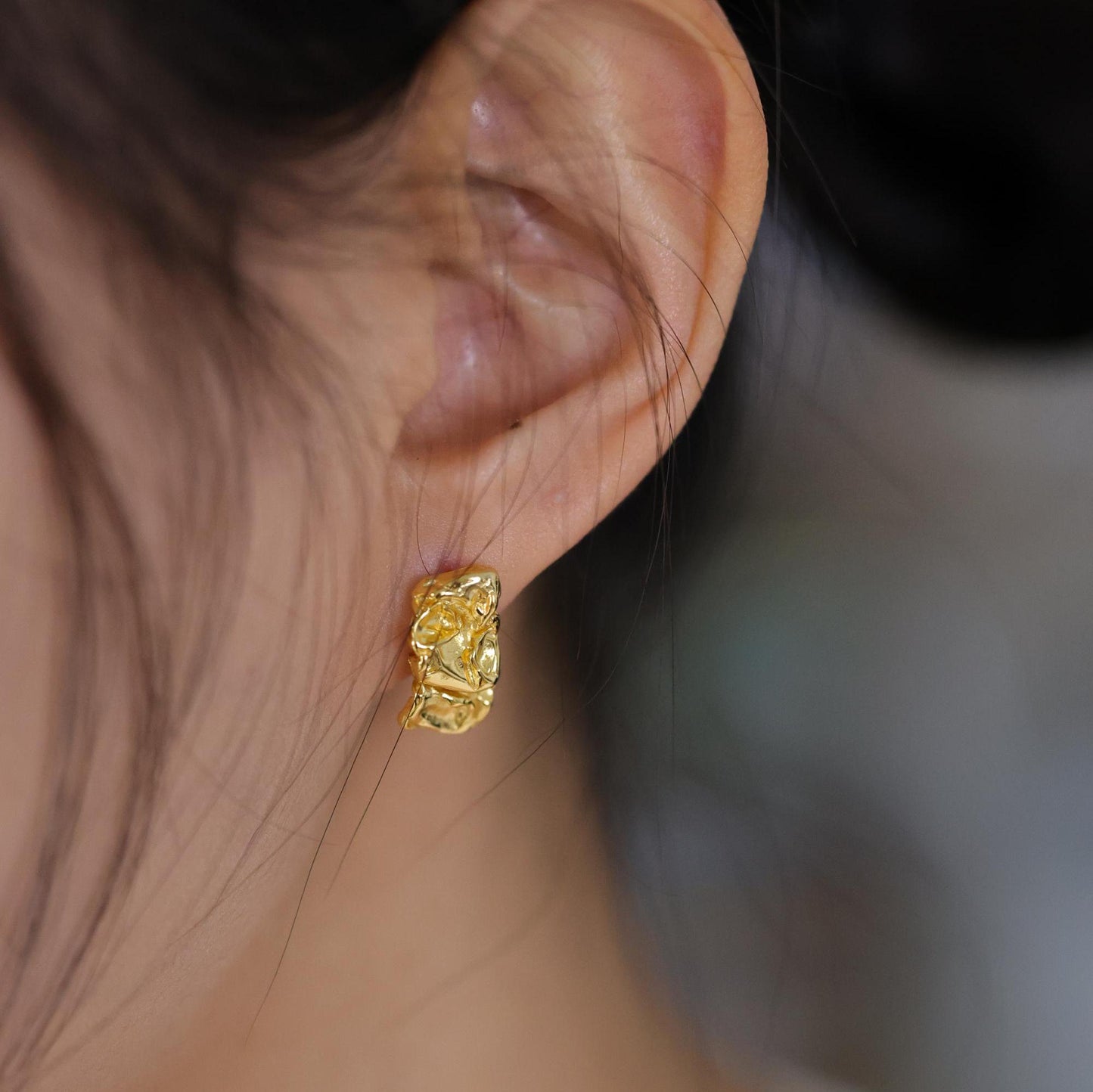 18K Vergoldete unregelmäßige Ohrstecker: 925 Sterling Silber | Minimalist Jewelry