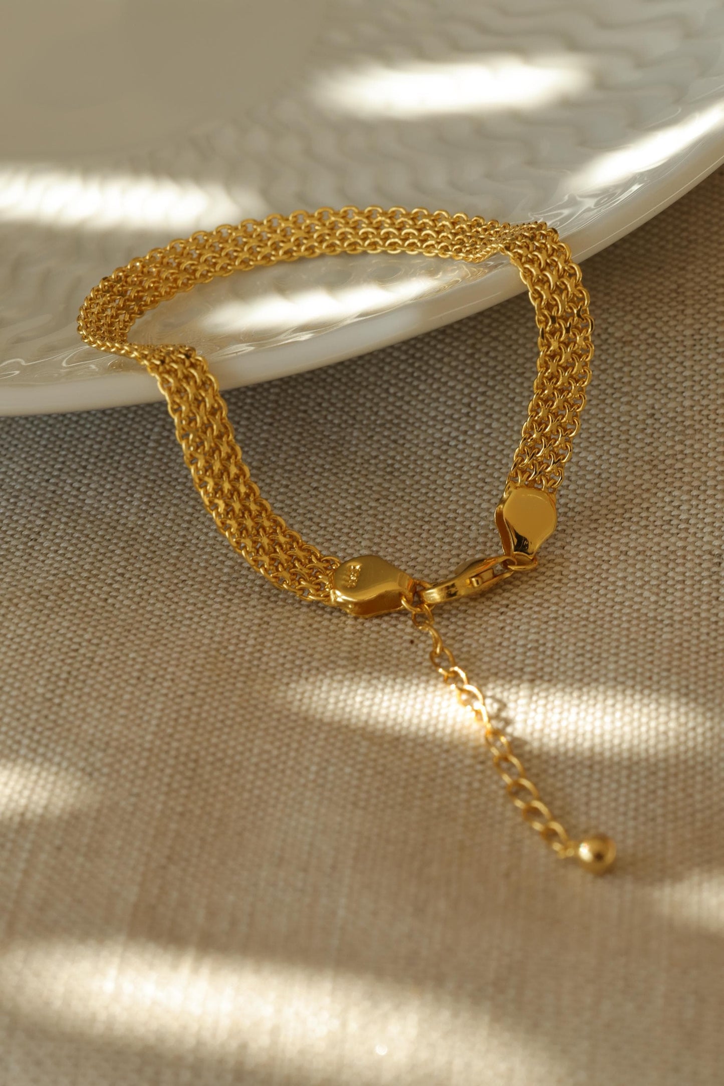 18K Vergoldetes Kettenarmband | Mehrreihiges 925er Silber Armband | Minimalist Jewelry