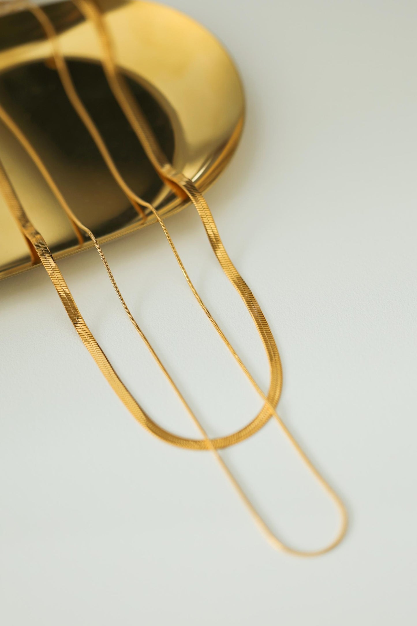 18K Gold Double Layer Schlangenkette Halskette: Minimalist Fischgrät