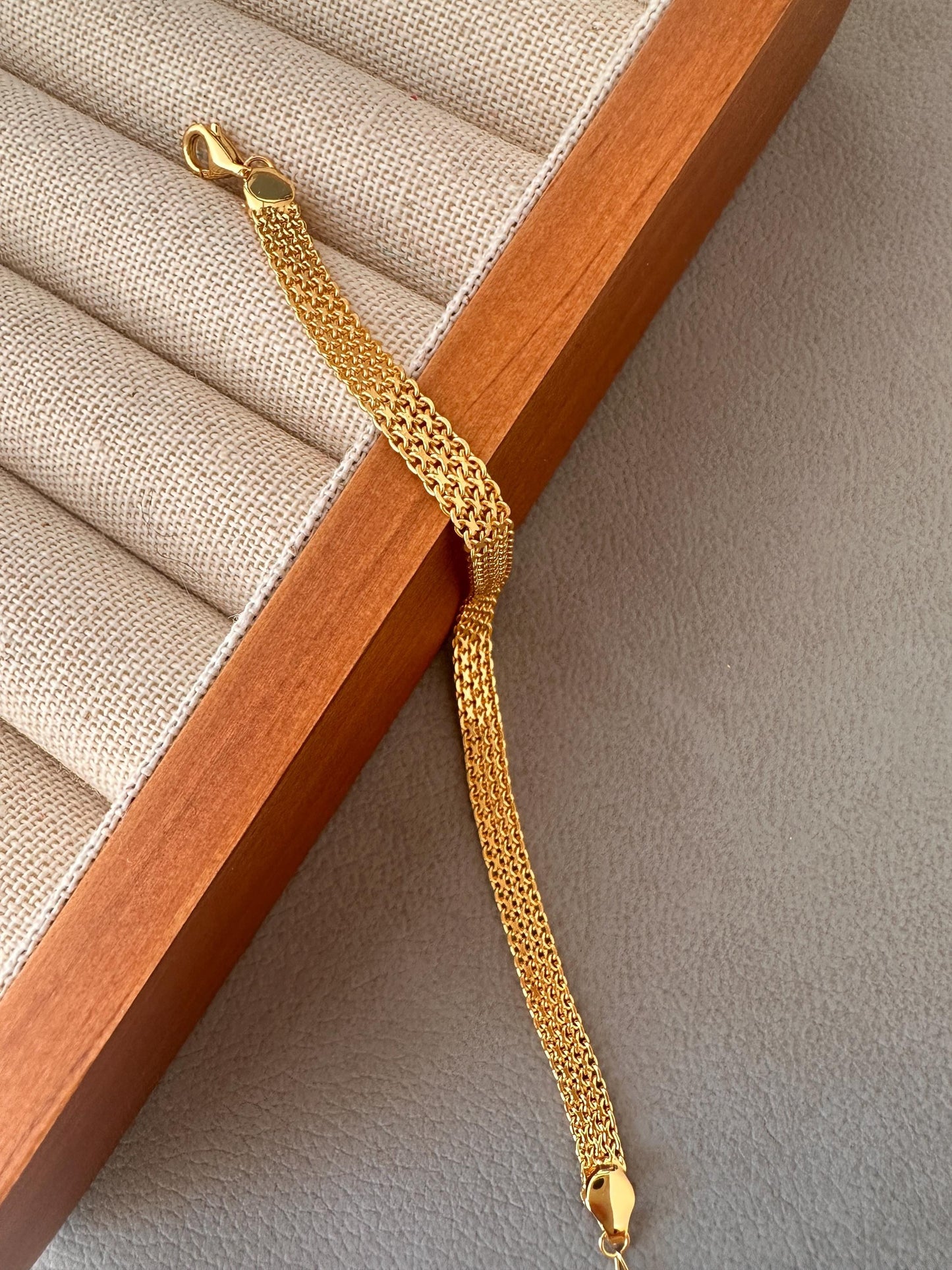 18K Vergoldetes Kettenarmband | Mehrreihiges 925er Silber Armband | Minimalist Jewelry