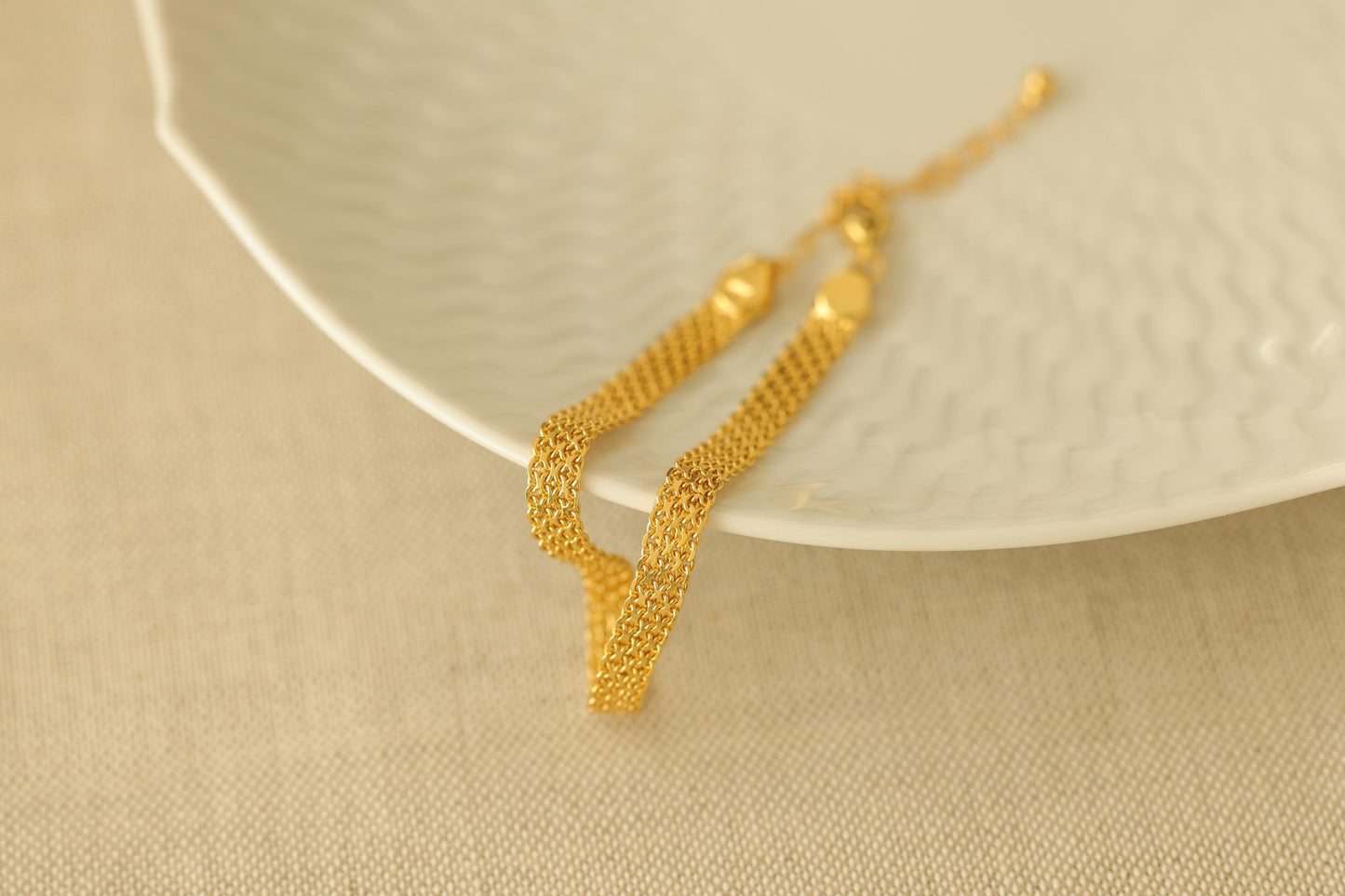 18K Vergoldetes Kettenarmband | Mehrreihiges 925er Silber Armband | Minimalist Jewelry