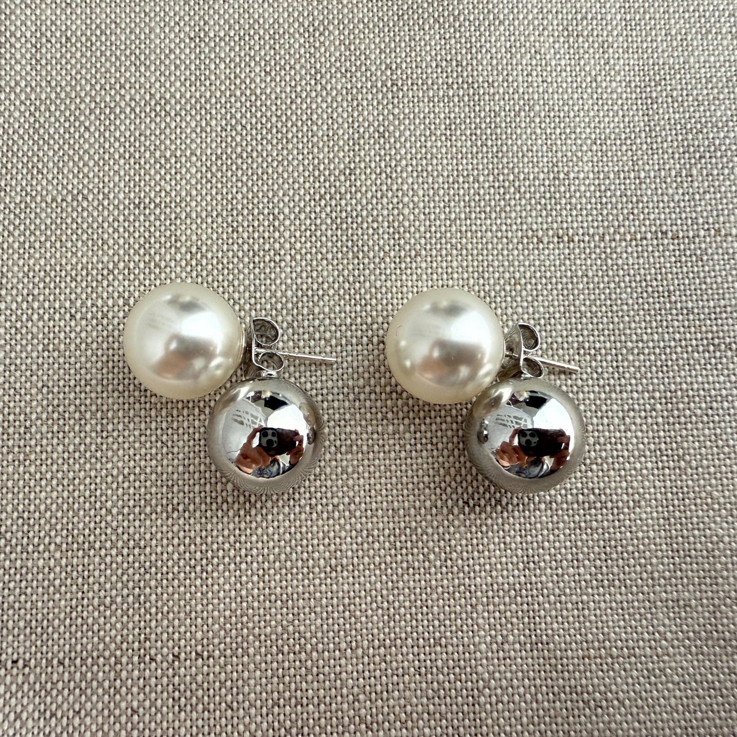 Elegante Perlen Ohrstecker mit versilberten Kugeln|Minimalistische|Zeitlos|Ohrringe
