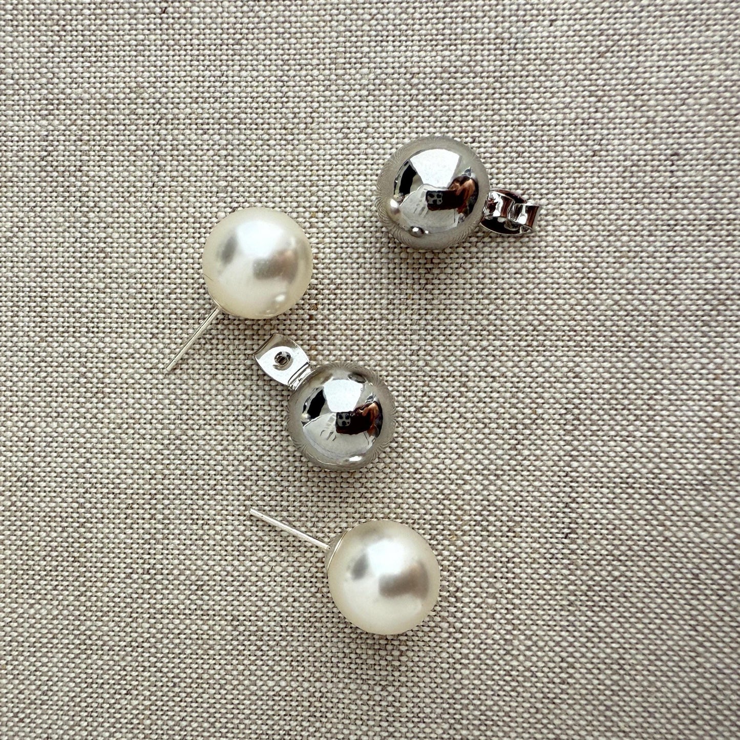 Elegante Perlen Ohrstecker mit versilberten Kugeln|Minimalistische|Zeitlos|Ohrringe