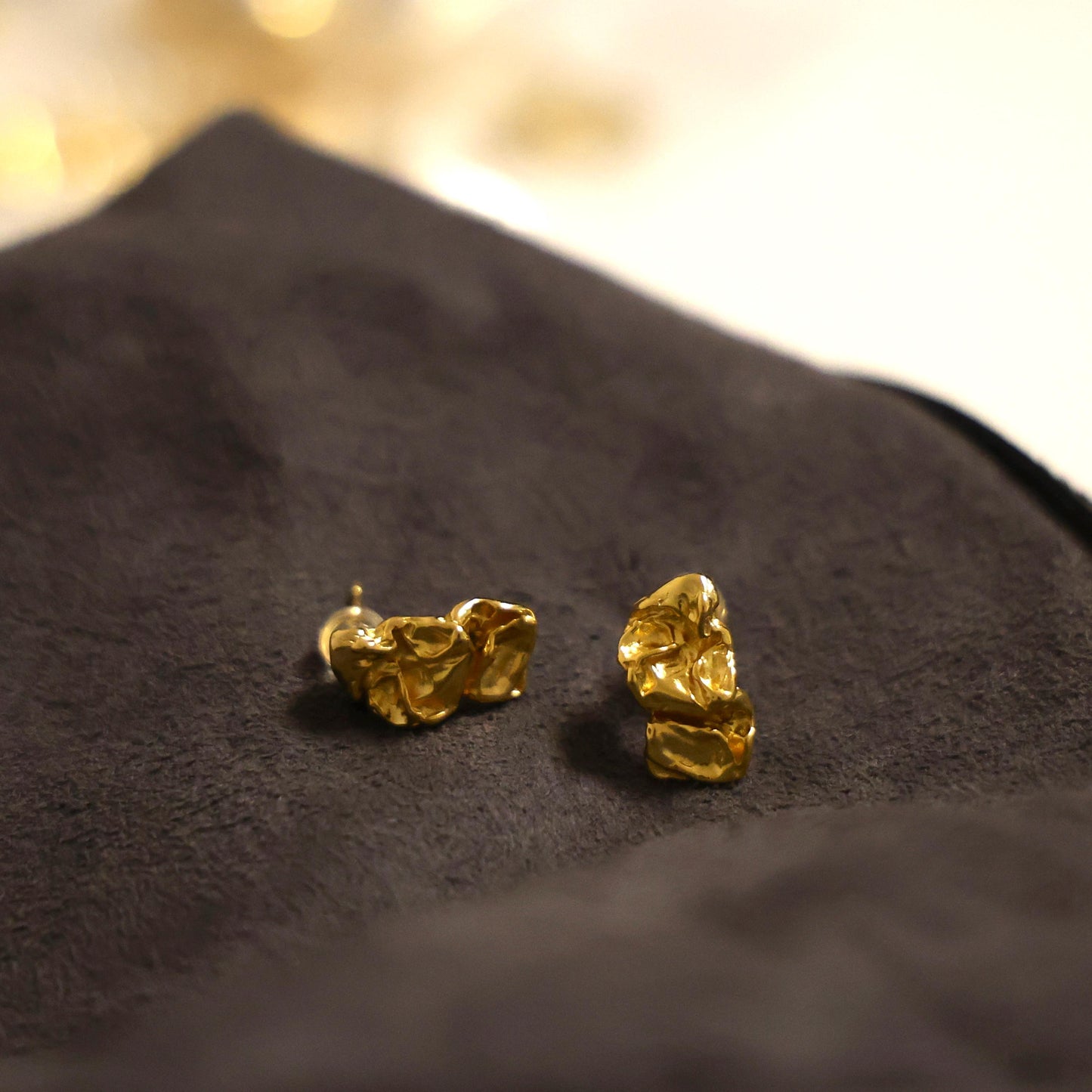 18K Vergoldete unregelmäßige Ohrstecker: 925 Sterling Silber | Minimalist Jewelry