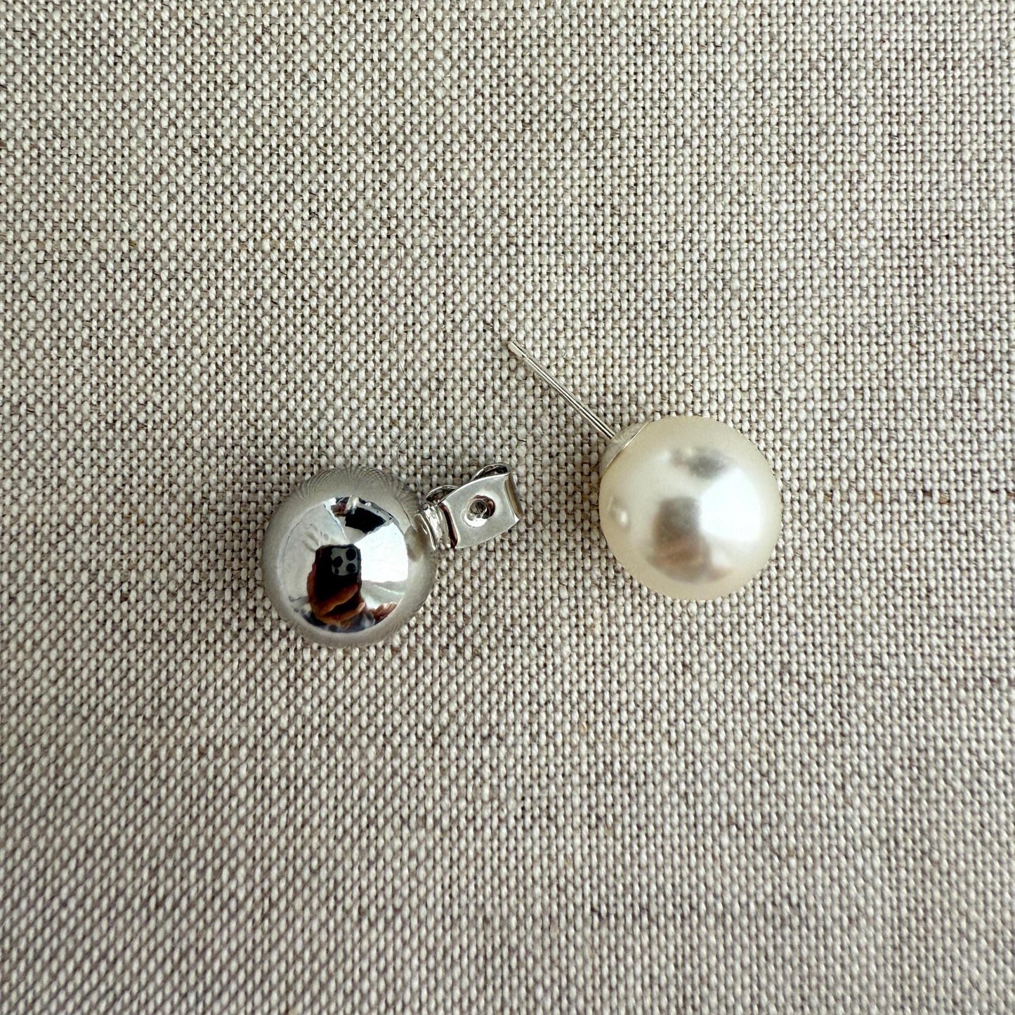 Elegante Perlen Ohrstecker mit versilberten Kugeln|Minimalistische|Zeitlos|Ohrringe