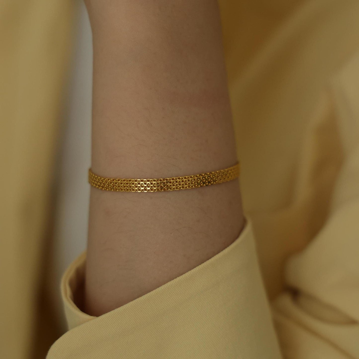 18K Vergoldetes Kettenarmband | Mehrreihiges 925er Silber Armband | Minimalist Jewelry
