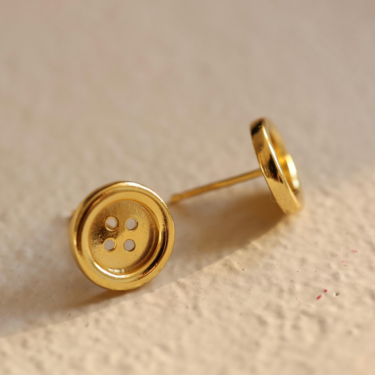 18K Gold Knopf Ohrstecker | Minimalistisches Sterling Silber