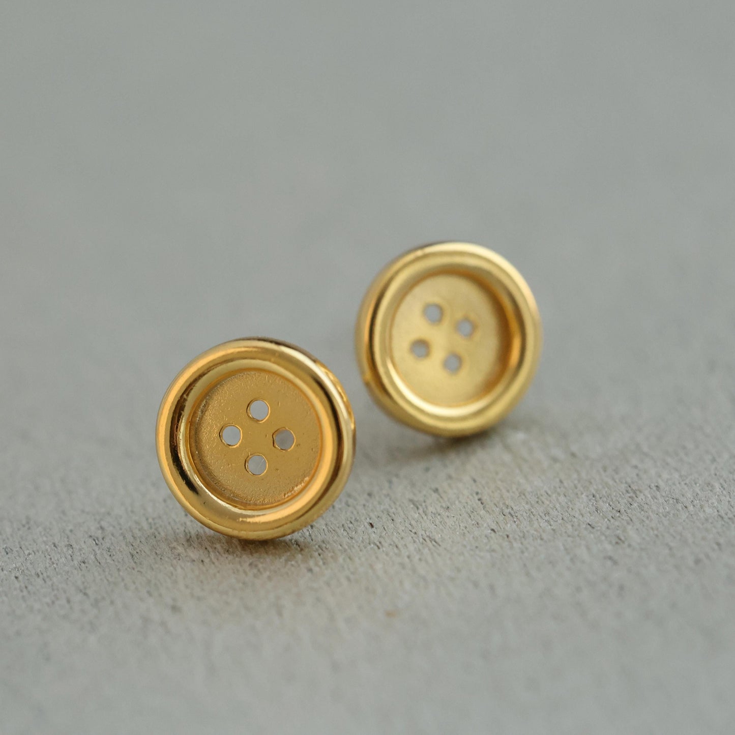 18K Gold Knopf Ohrstecker | Minimalistisches Sterling Silber