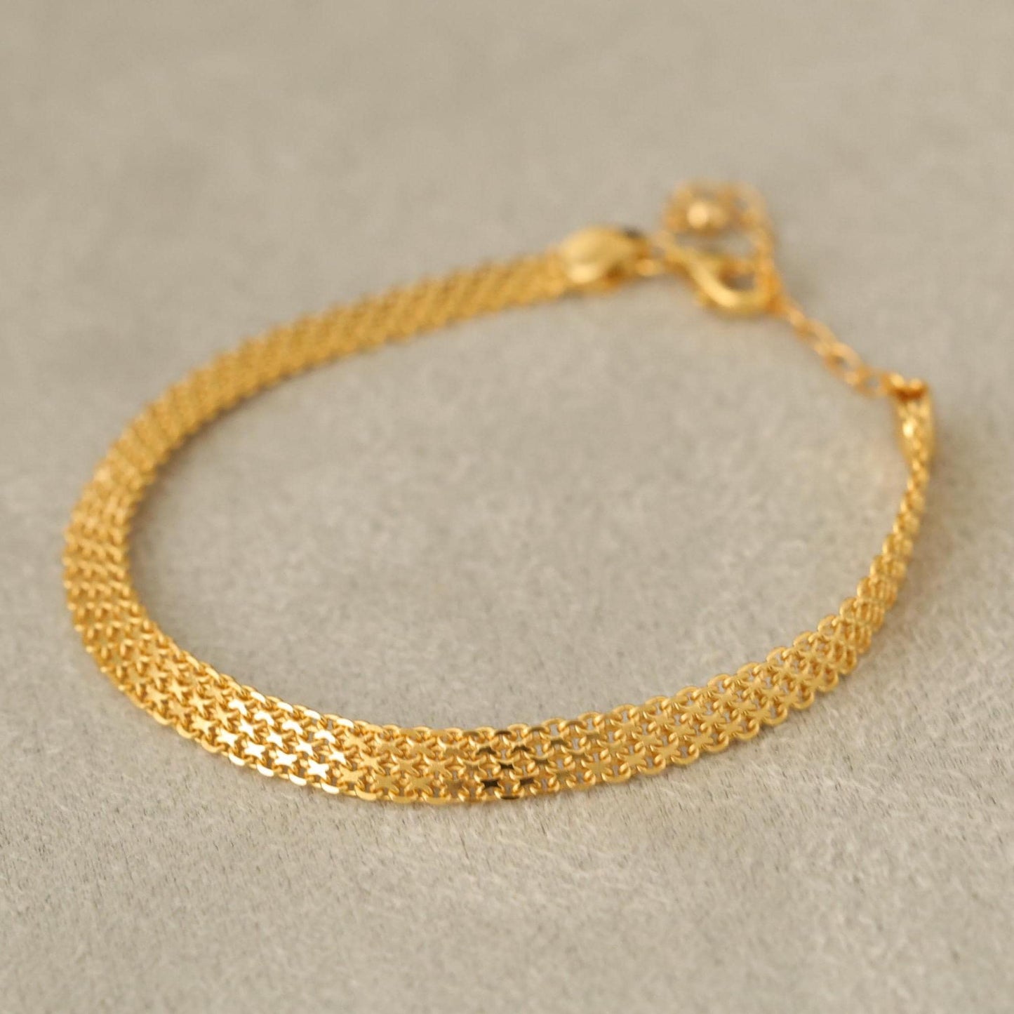 18K Vergoldetes Kettenarmband | Mehrreihiges 925er Silber Armband | Minimalist Jewelry