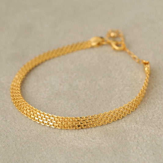 18K Vergoldetes Kettenarmband | Mehrreihiges 925er Silber Armband | Minimalist Jewelry