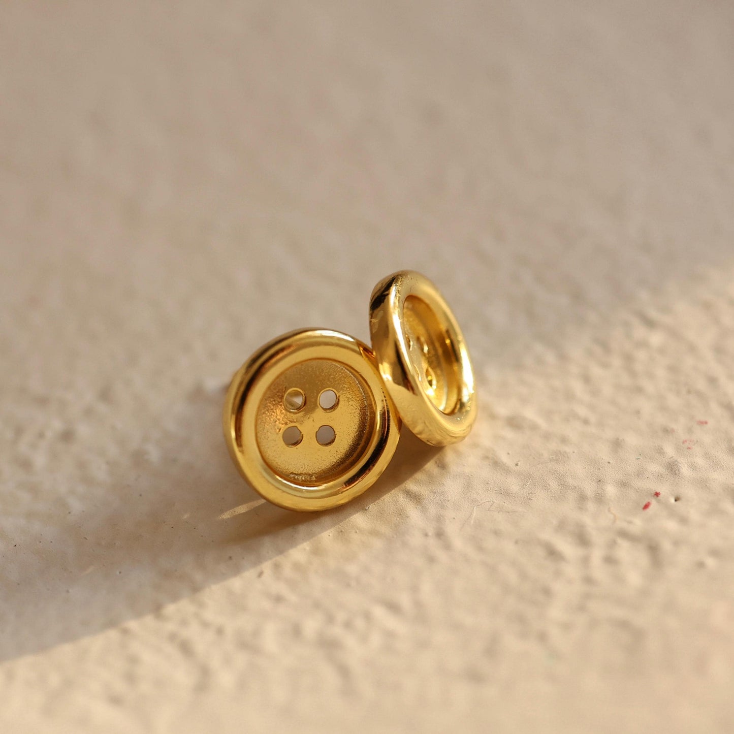 18K Gold Knopf Ohrstecker | Minimalistisches Sterling Silber